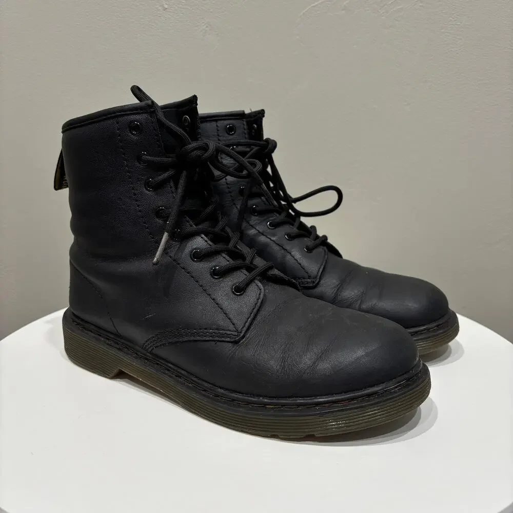 Dr. Martens 1460 Y Youth Softy T Leather Lace Up Boots in Black - Size: 5 M/6 L